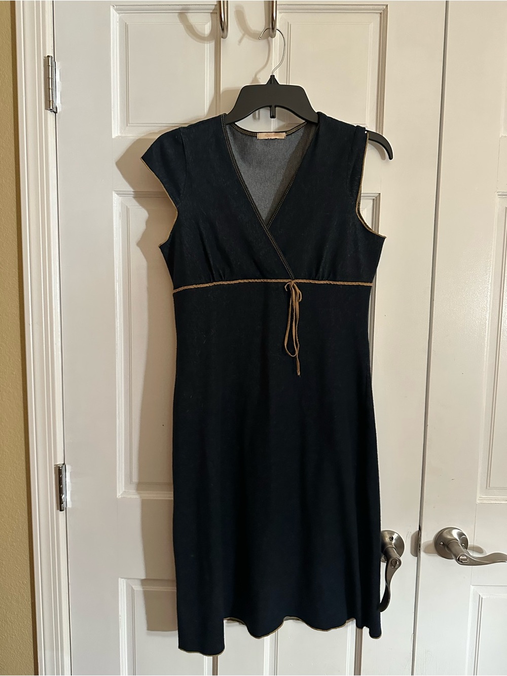 Forever 21 Black Wrap-Style Maxi Dress with Tan Trim